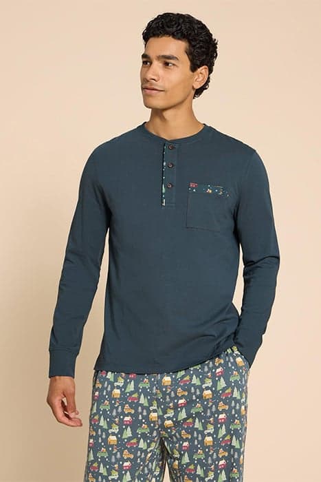 NOVELTY PJ HENLEY MID BLUE by White Stuff