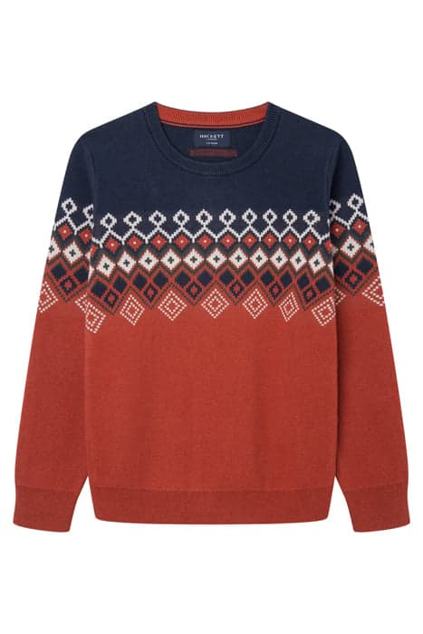 FAIRISLE CREW NAVY/RED by Hackett London