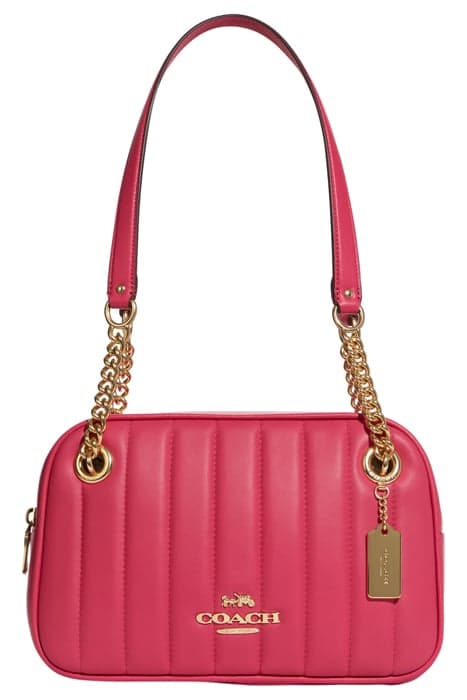 CAMMIE CHAIN SHOULDER BAG WITH LINEAR QUILTING BOLD PINK by Coach