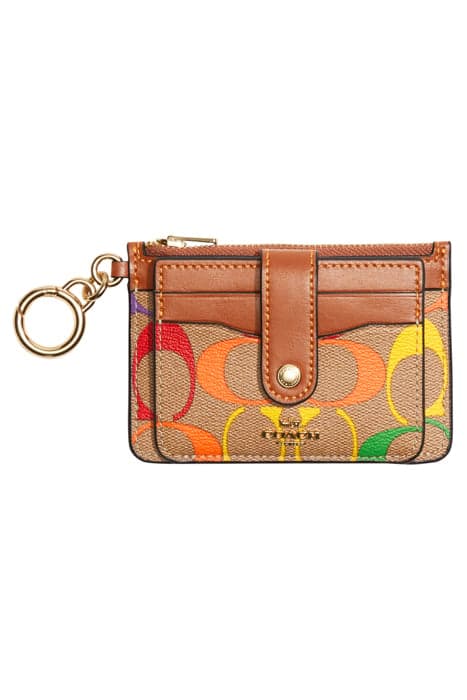 ATTACHMENT CARD CASE IN RAINBOW SIGNATURE CANVAS KHAKI MULTI by Coach