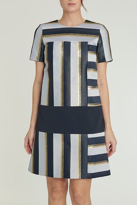 DRESS BLUE & GOLDEN JACQUARD MARINE / GOLD by Paule Ka