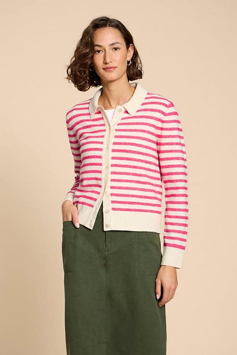 PEONY COLLARED CARDIGAN PINK MULTI by White Stuff