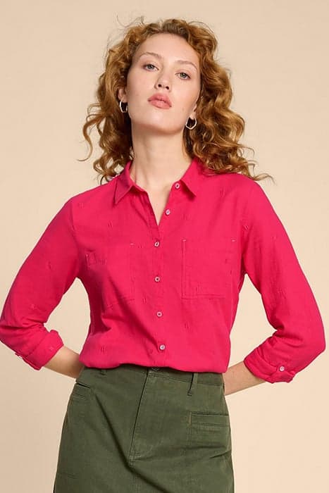 SOPHIE ORGANIC COTTON SHIRT DARK PINK by White Stuff