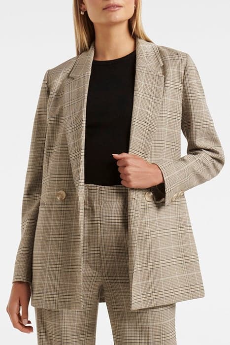 FIONA CHECK DOUBLE BREASTED BLAZER CHECK by Forever New