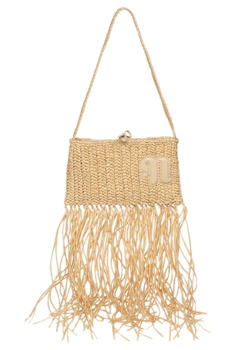 THE FRINGE BAGUETTE HANDBAG NATURAL/ALMOND by Nanushka