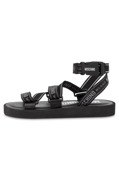 LOGO TAPE SANDALS BLACK by Moschino