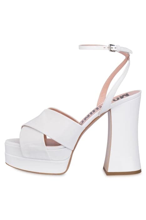 HIGH PATENT LEATHER SANDALS WHITE by Moschino