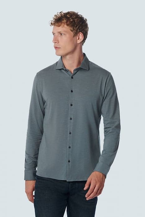 SHIRT JERSEY STRETCH SOLID STEEL by No Excess