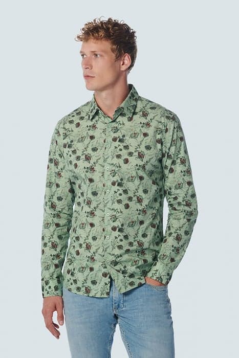 SHIRT STRETCH ALLOVER PRINTED LIGHT SEAGREEN by No Excess