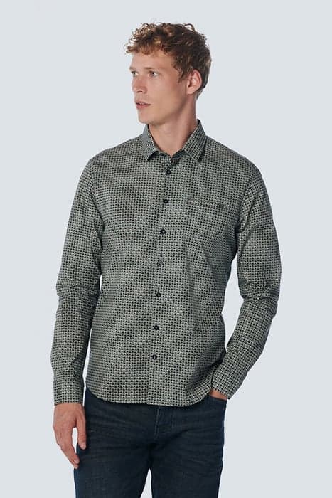 SHIRT STRETCH ALLOVER PRINTED LIGHT SEAGREEN by No Excess