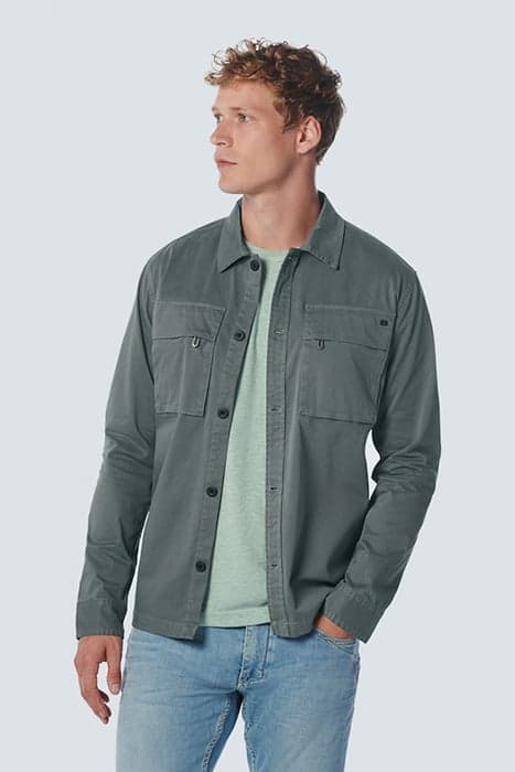 OVERSHIRT BUTTON CLOSURE TWILL STRETCH STEEL by No Excess