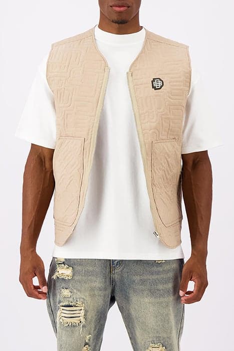 MONOGRAM QUILTED VEST BROWN by Black Bananas