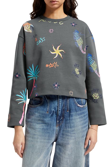 BOXY FIT EMBROIDERED SWEATSHIRT ANTRA by Scotch & Soda