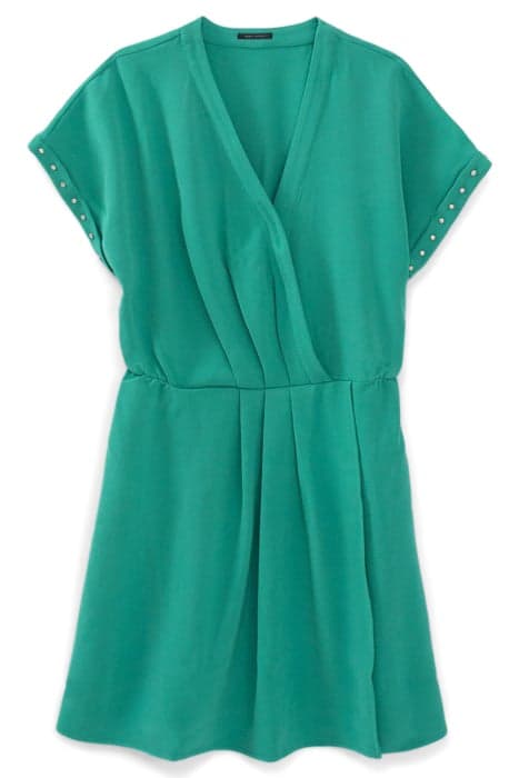 GREEN WRAP DRESS WITH STUDDED SLEEVES by IKKS