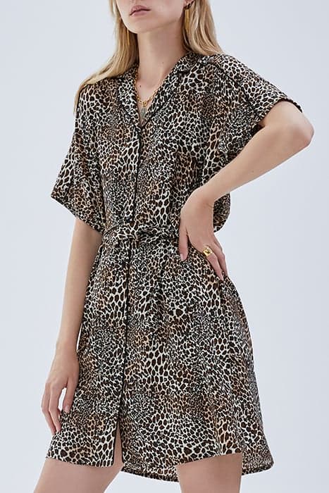 COGNAC SHIRT DRESS WITH BABY LEOPARD PRINT by IKKS