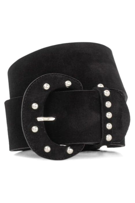 BLACK SUEDE STUDDED WIDE BELT by IKKS