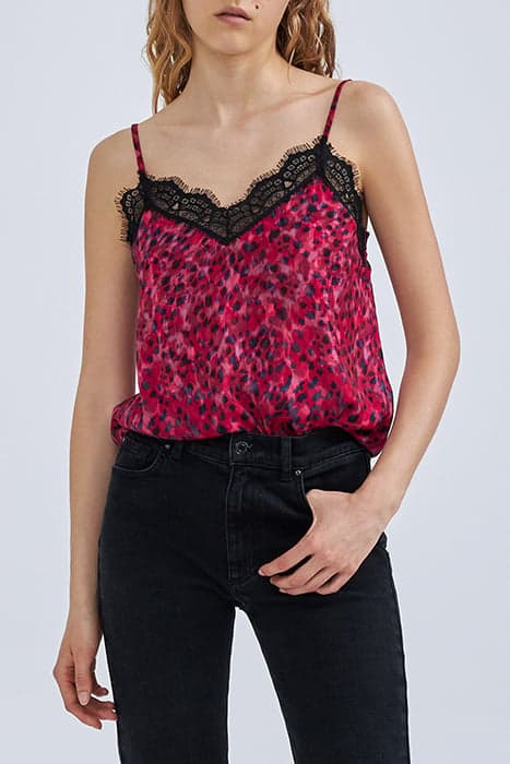 PINK LEOPARD ROCK PRINT LINGERIE-STYLE TOP by IKKS