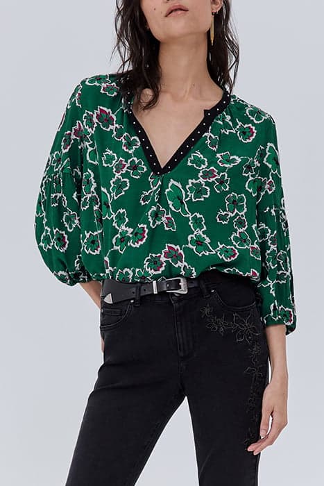 GREEN XL FLORAL PRINT BLOUSE by IKKS