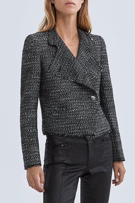 BLACK TWEED-LOOK BIKER-STYLE JACKET by IKKS