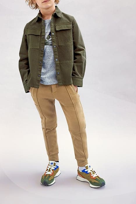 BOYS’ KHAKI CORDUROY AND CANVAS MIXED FABRIC SHIRT by IKKS