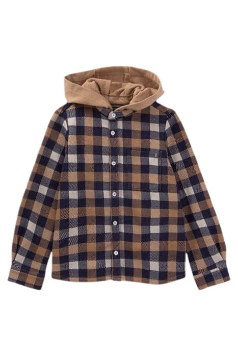 BOYS' CAMEL CHECK SHIRT WITH DETACHABLE HOOD by IKKS