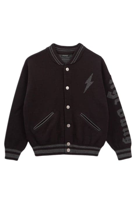 BOYS’ BLACK JACQUARD FABRIC BOMBER-STYLE CARDIGAN by IKKS