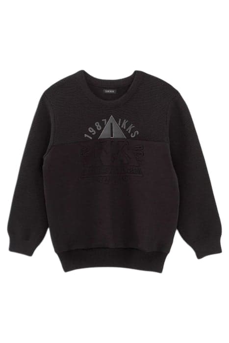 BOYS’ BLACK MIXED FABRIC SWEATER WITH EMBOSSED IMAGE by IKKS