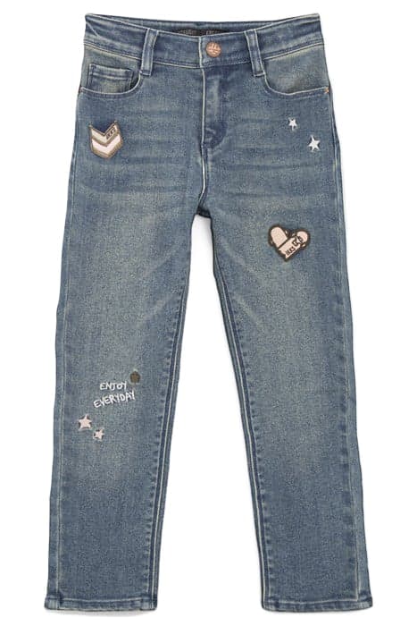 GIRLS’ BLUE STRAIGHT JEANS WITH BADGES by IKKS