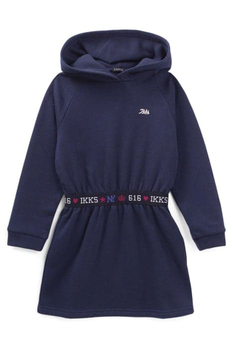 GIRLS’ NAVY GLITTERY HOODED SWEATSHIRT DRESS by IKKS