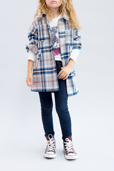 GIRLS’ GREY, BLUE, BLACK, ECRU CHECK COAT by IKKS