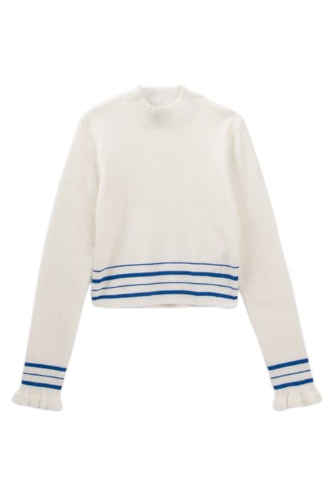 GIRLS’ WHITE KNIT SWEATER WITH BLUE STRIPES by IKKS