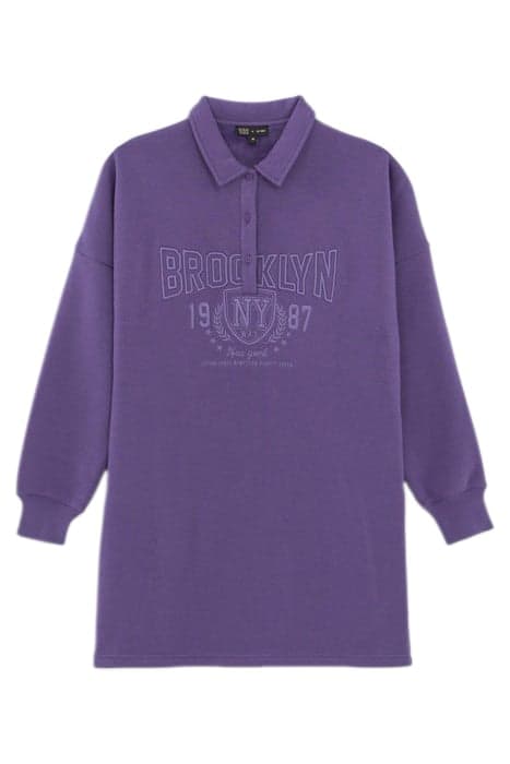 GIRLS’ PURPLE POLO SWEATSHIRT-DRESS, COLLEGE EMBROIDERY by IKKS