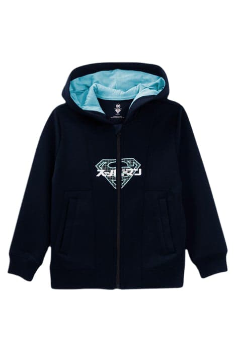 BOYS’ NAVY ZIPPED CARDIGAN WITH SUPERMAN LOGO by IKKS