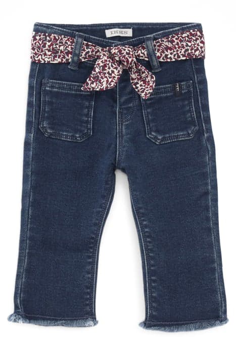 BABY GIRLS’ BLUE JEANS WITH FRINGED CUFFS AND SCARF BELT by IKKS