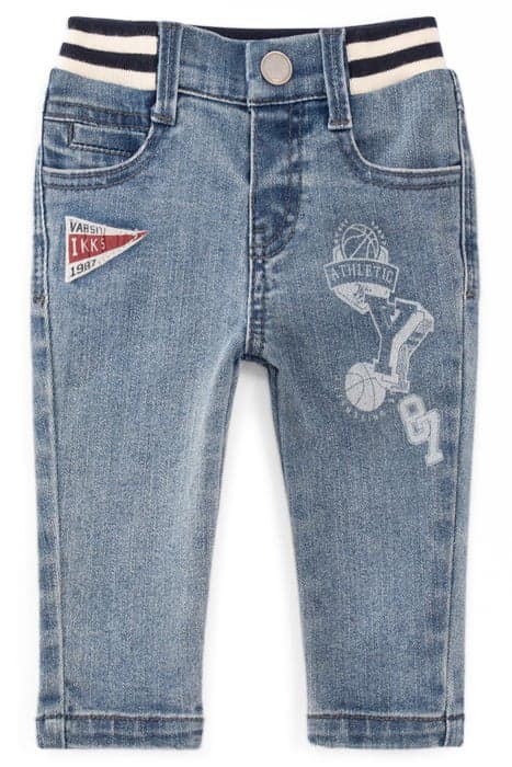 BABY BOYS’ BLUE JEANS WITH PRINT AND RIBBED WAISTBAND by IKKS