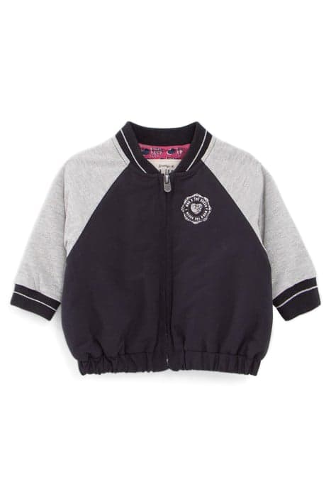 BABY GIRLS’ NAVY BASEBALL JACKET WITH GREY LUREX SLEEVES by IKKS