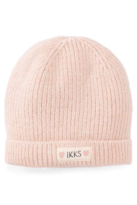 BABY GIRLS’ POWDER PINK LUREX FUR-LINED KNIT BEANIE by IKKS