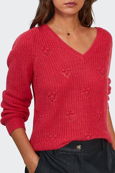 FLASH PINK DECORATIVE STITCH KNIT SWEATER by ICODE