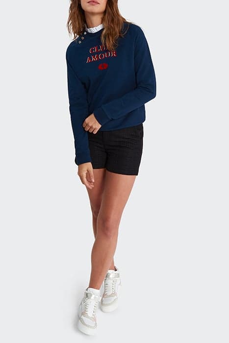 NAVY SLOGAN SWEATSHIRT WITH DETACHABLE COLLAR by ICODE