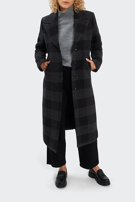 CHARCOAL CHECK LONG COAT by ICODE