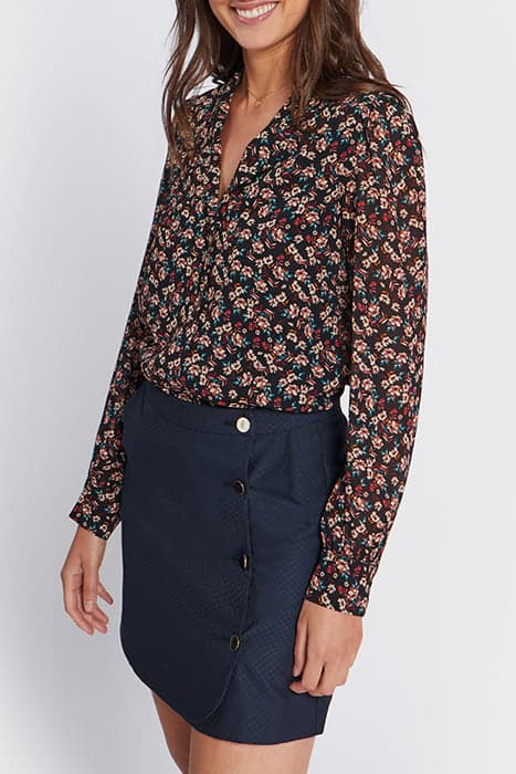 BLACK WINTER FLOWERS PRINT BLOUSE by ICODE