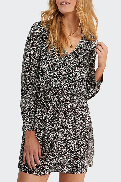 BLACK LEAF PRINT DRESS by ICODE