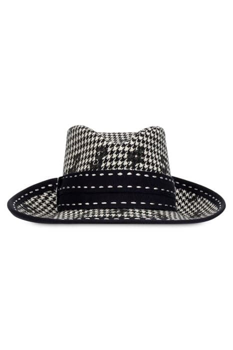 FLOCK NUMBERS HOUNDSTOOTH HAT WHITE by Moschino