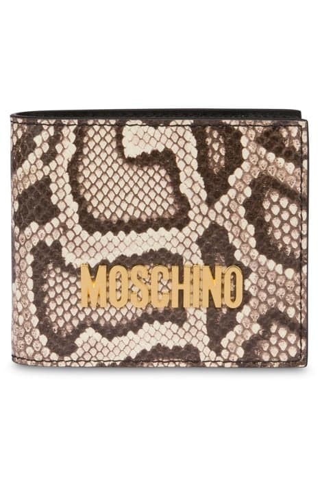 PYTHON LETTERING LOGO PRINT WALLET BEIGE by Moschino