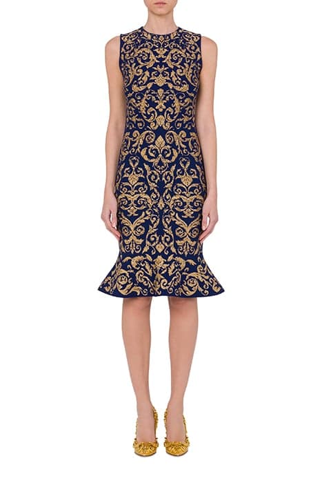 BAROQUE JACQUARD KNIT DRESS BLUE by Moschino