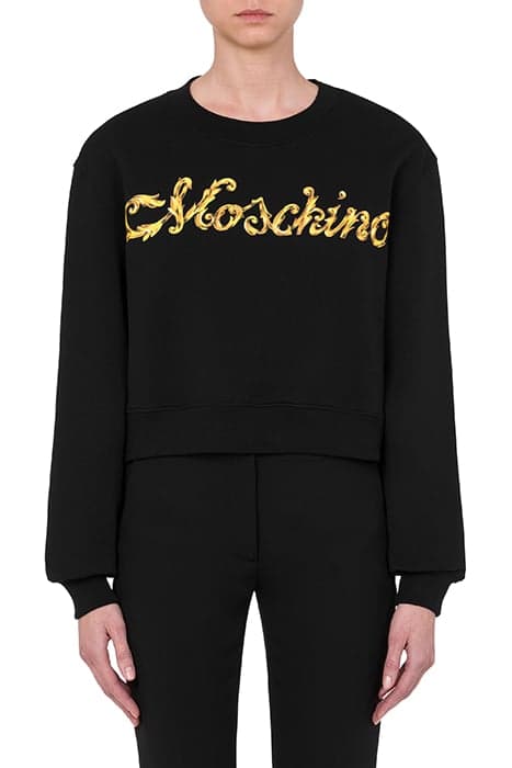 FLOURISH LOGO ORGANIC COTTON SWEATSHIRT BLACK by Moschino