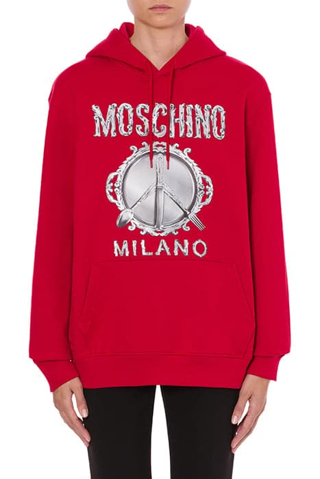 CUTLERY LOGO ORGANIC COTTON SWEATSHIRT RED by Moschino