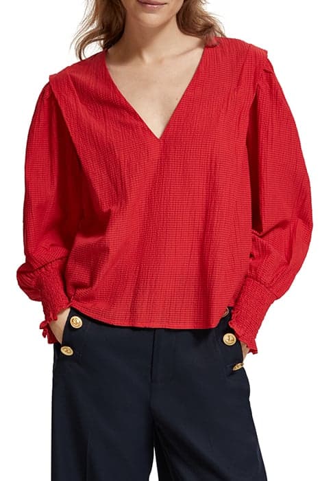 V-NECK TOP LIPSTICK RED by Scotch & Soda