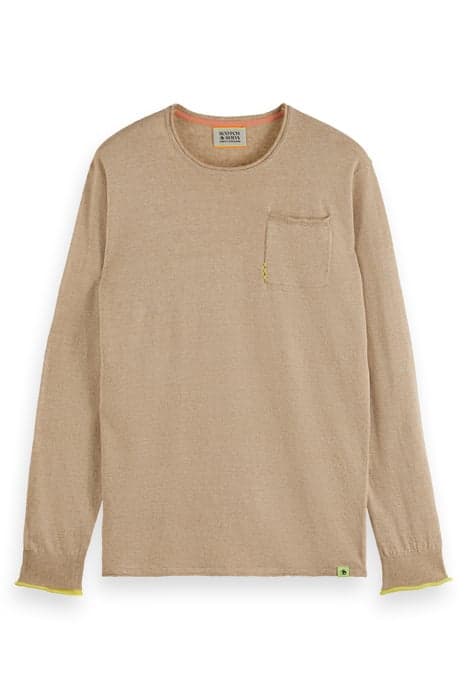 LINEN COTTON BLEND CREW NECK SEASTONE by Scotch & Soda