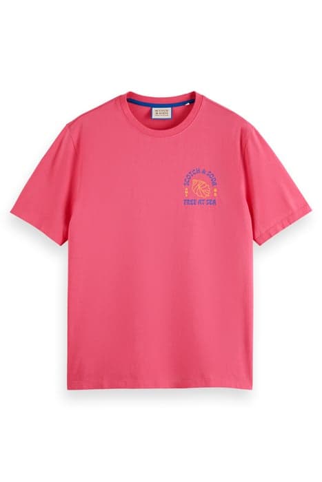 LEFT CHEST ARTWORK T-SHIRT TROPICAL PINK by Scotch & Soda